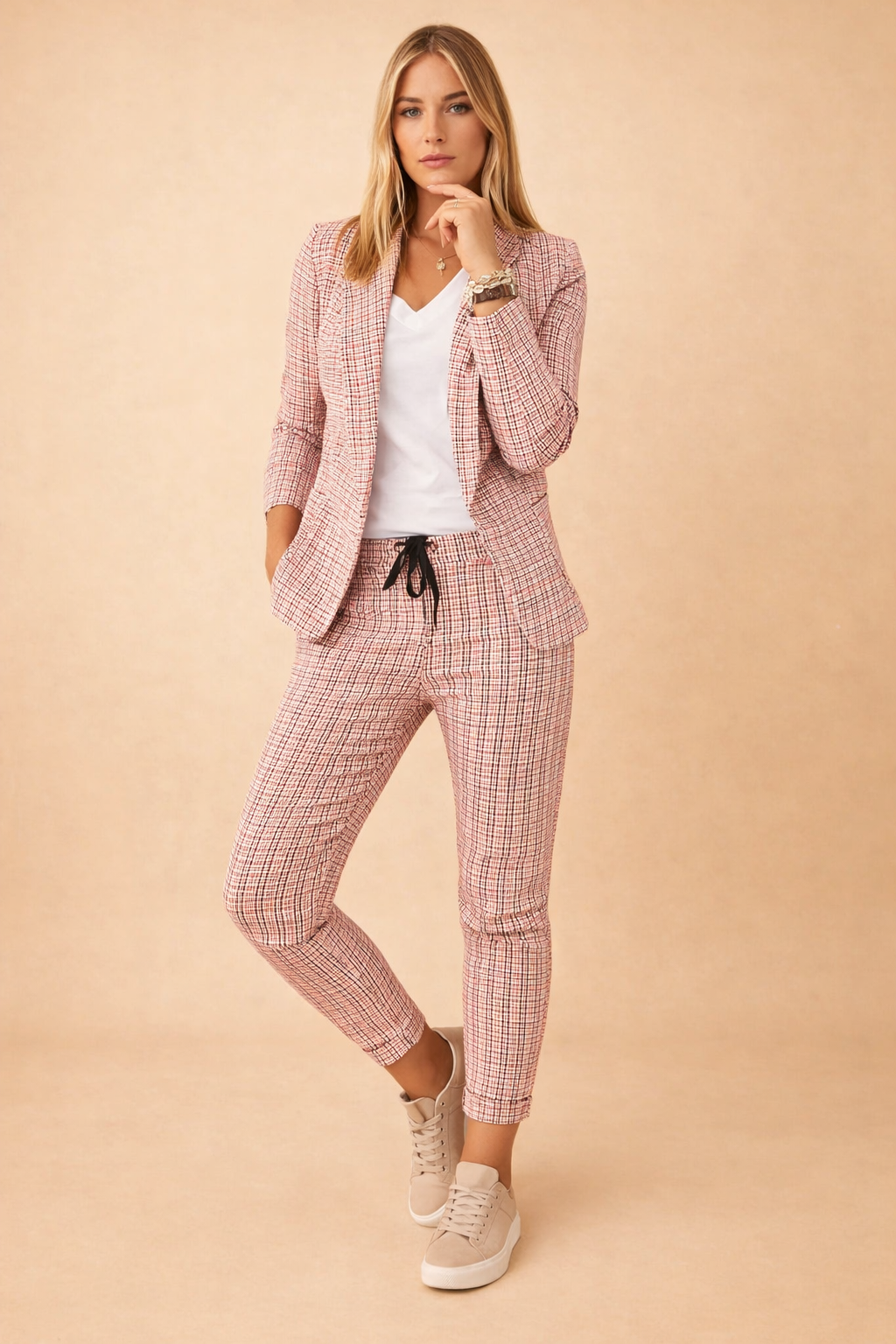 Agnieszka | Stylowy damski komplet casual z marynarką i spodniami