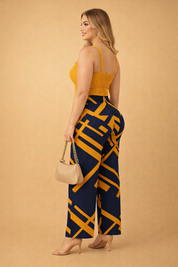 Oliwia | Elegancki Marszczony Komplet Jumpsuit