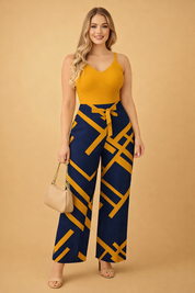 Oliwia | Elegancki Marszczony Komplet Jumpsuit
